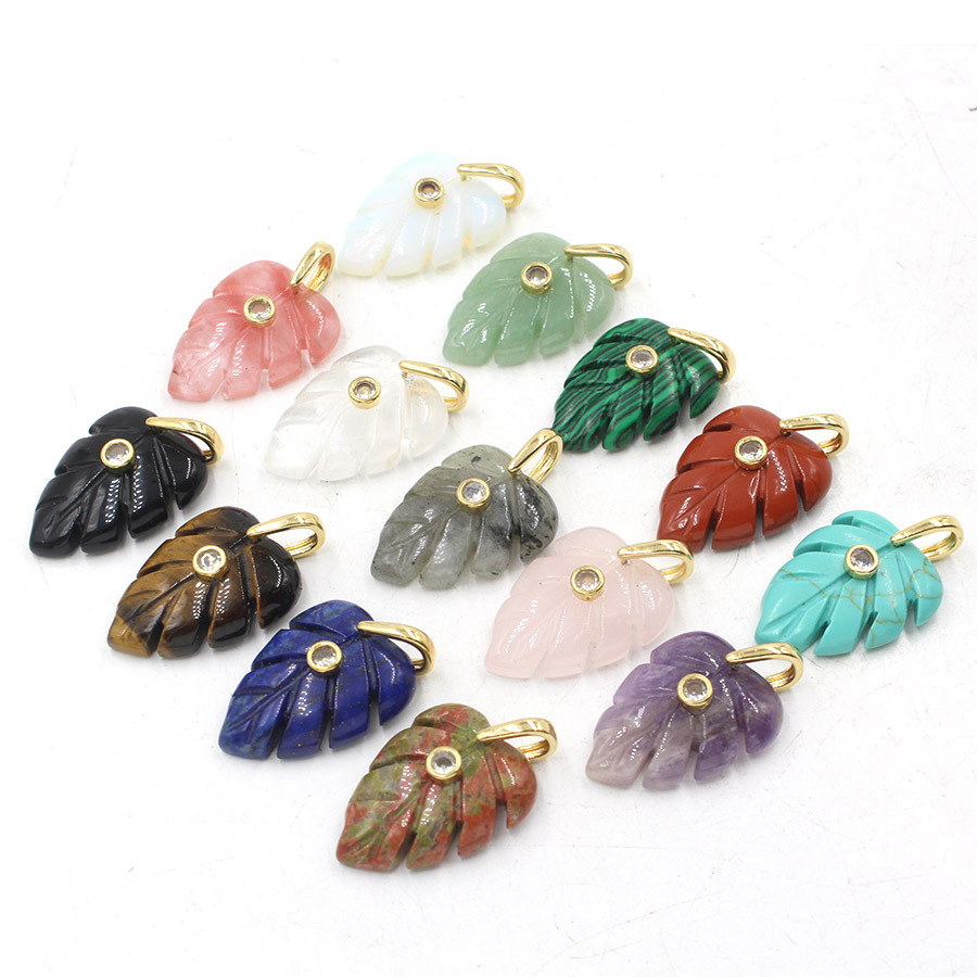 Natural Healing Crystal Leaf P - Crystal Pendant Necklace Natural Stone 评论和价格