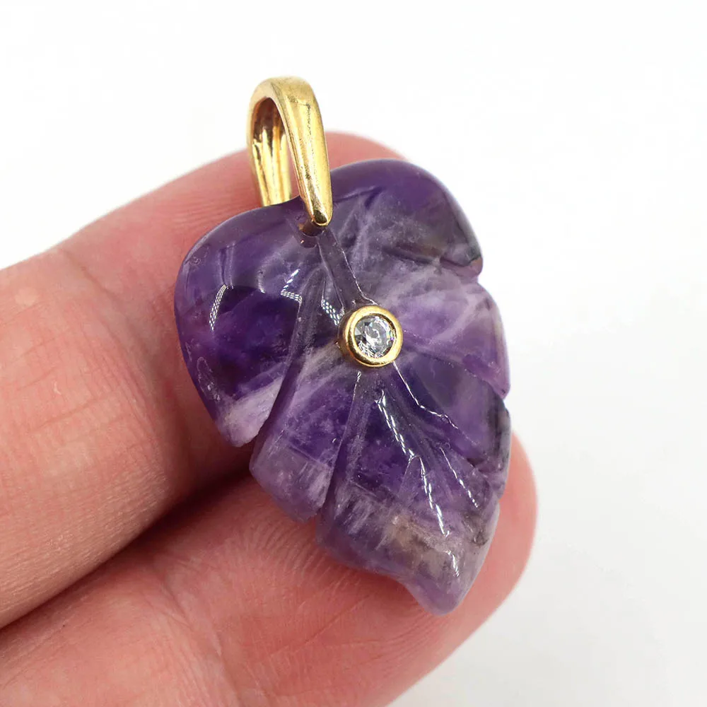 Natural Healing Crystal Leaf P - Crystal Pendant Necklace Natural Stone 评论和价格