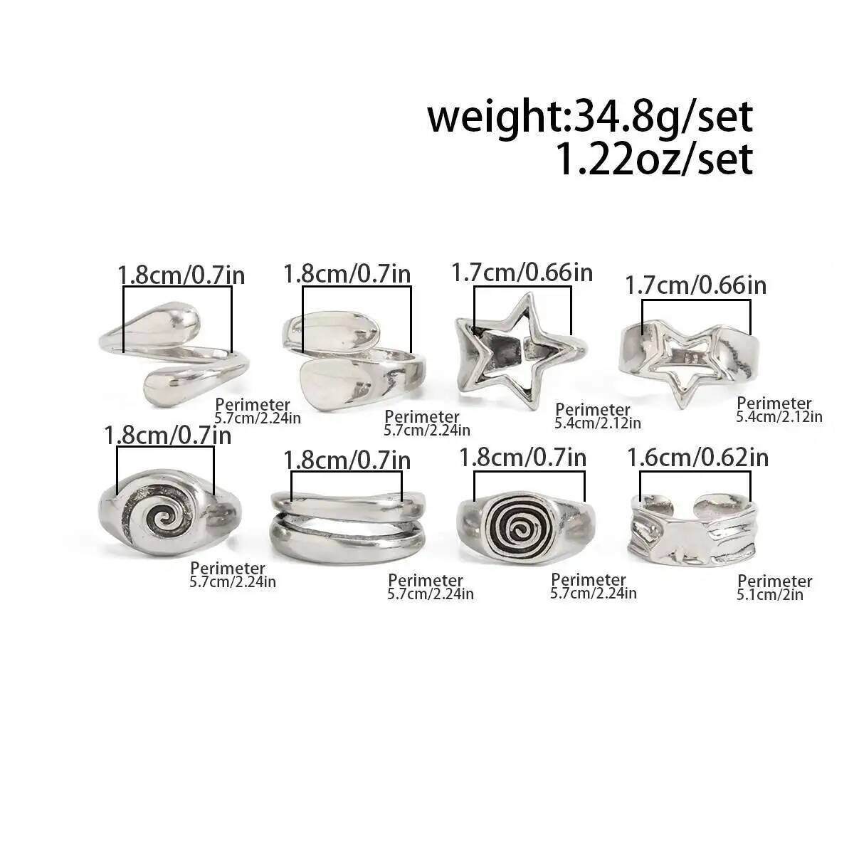 Ingemark 8 Pcs/Set Gothic Pent - Vintage Punk Knuckle Rings Set 评论和价格