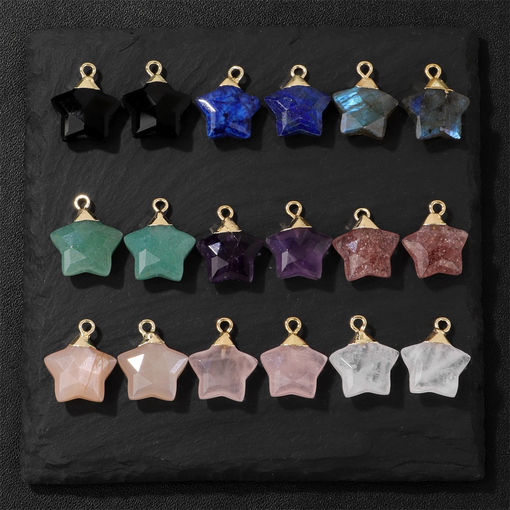 2Pcs Star Shape Stone Pendant  - Crystal Pendant Necklace Natural Stone 评论和价格