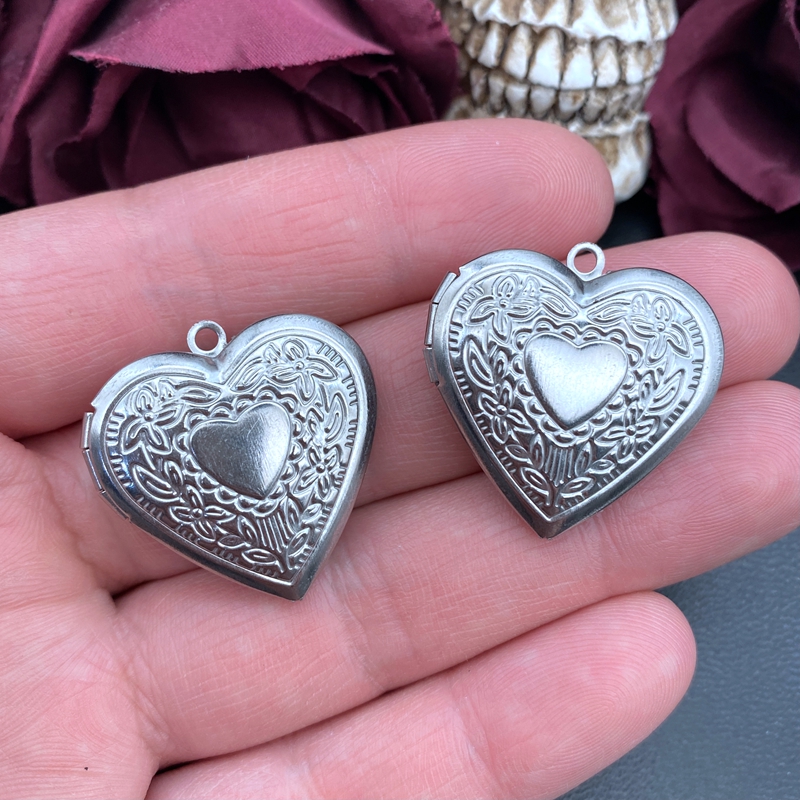 2pcs Stainless Steel Heart Box - Heart Locket Necklace Photo 评论和价格
